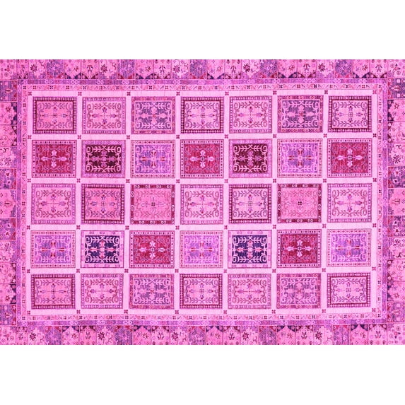 Ahgly Company Indoor Rectangle Oriental Pink Modern Area Rugs, 2' x 3'