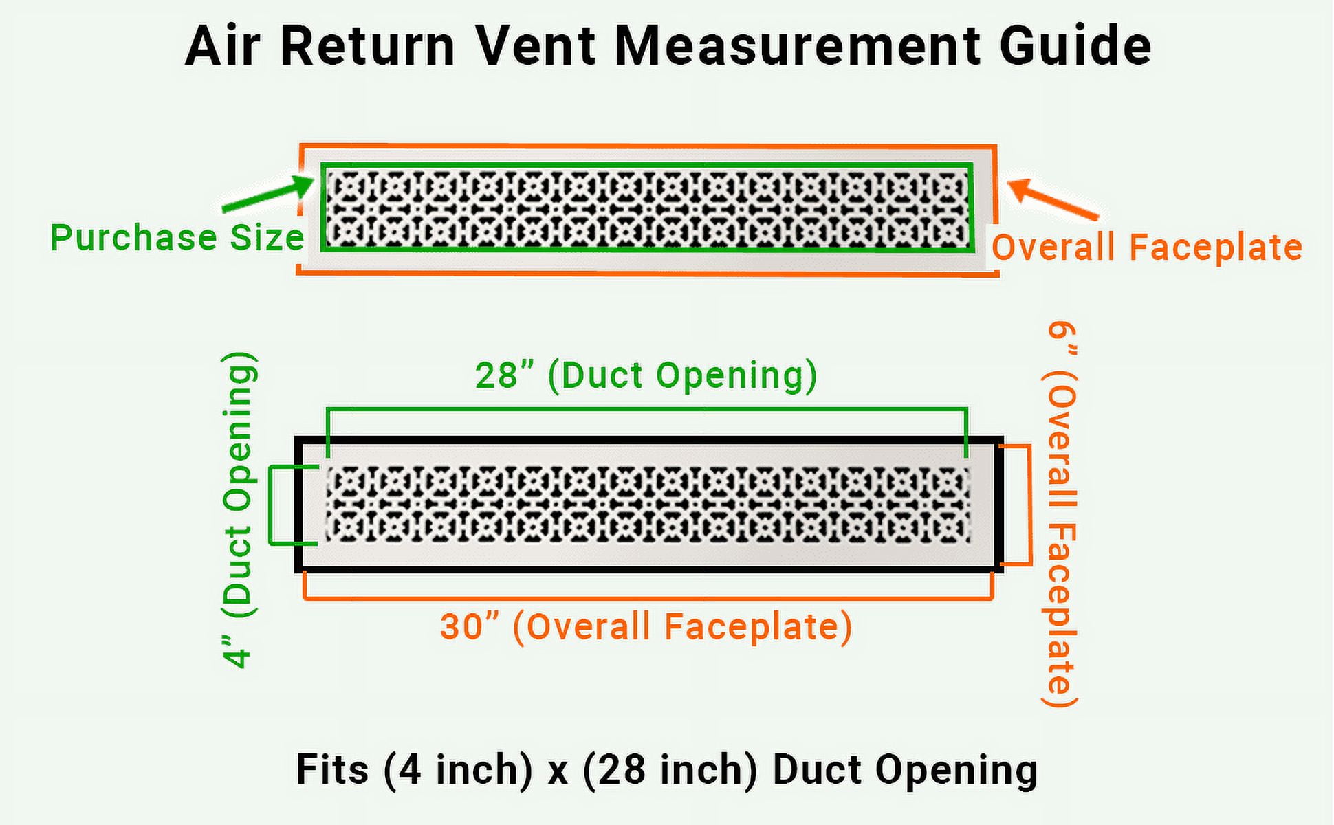 Achtek Air Return 4"x28" (Overall Size 6"x30") | Cast Aluminum Air Grille | HVAC Duct Cover for Home Ventilation