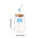 thumbnail image 3 of Vaso de agua de vidrio con tapa y pajita de vidrio – Vaso de 450 ml con decoración de mariposa para café, té y bebidas frías – Vaso reutilizable para el hogar, la oficina y uso al aire libre., 3 of 6