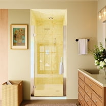 30 to 32 in. W x 72 in. H Pivot Swing Frameless Shower Door in Chrome with Clear Glass