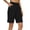 *Black, variant on Women's High Waisted Linen Blend Bermuda Shorts, Elastic Waist Casual Summer Pants with Pockets Bronze,Women's Plus XL