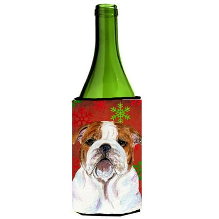 

Bulldog English Snowflakes Holiday Christmas Wine bottle sleeve Hugger - 24 oz.
