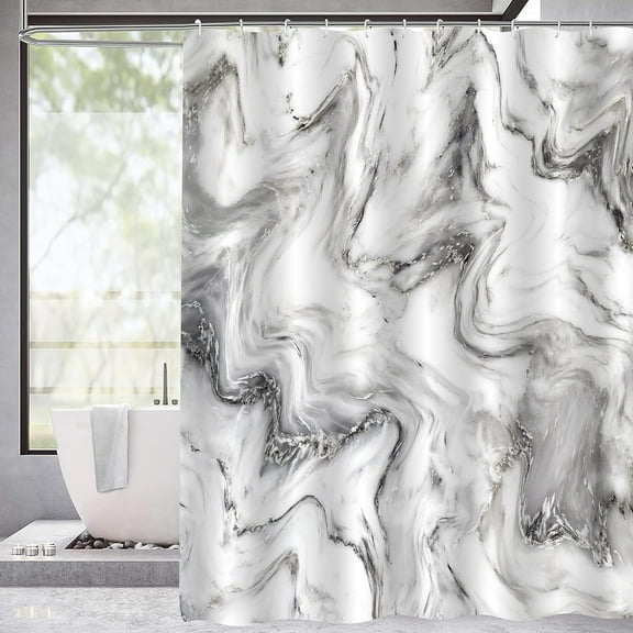 Grey Marble Shower Curtain Set Abstract Modern Decor Luxury Standard Waterproof Washable Fabric Ideal for Any Bathroom 72"x72 Easy Maintenance and Stylish Design