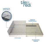 Tile Redi RT3660L-PVC-TBN Redi Trench 36 X 60 Rectangular Shower Base - Tileable