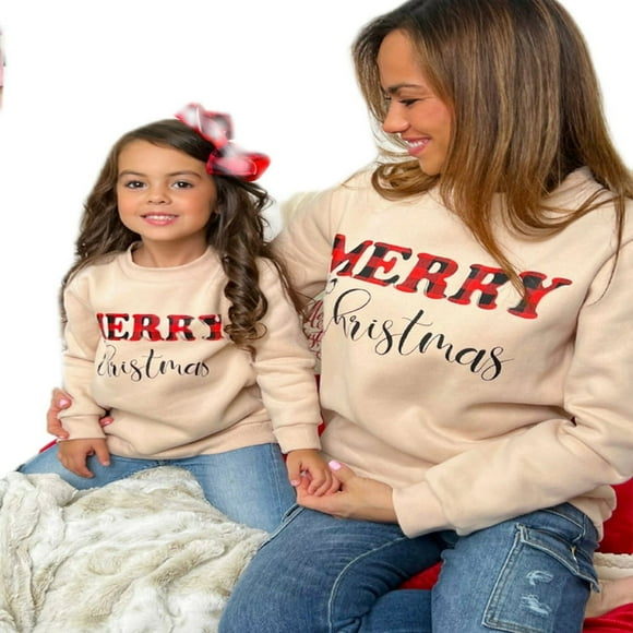Family Matching Sweatshirt Long Sleeve Letter Print Sweater Pullover Top Mommy and Me  Ugly Shirt for Family