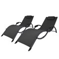 thumbnail image 2 of Geniqua Corp Steel Foldable and Detachable Headrest Outdoor Curved Chaise - Set of 2 Black, 2 of 8