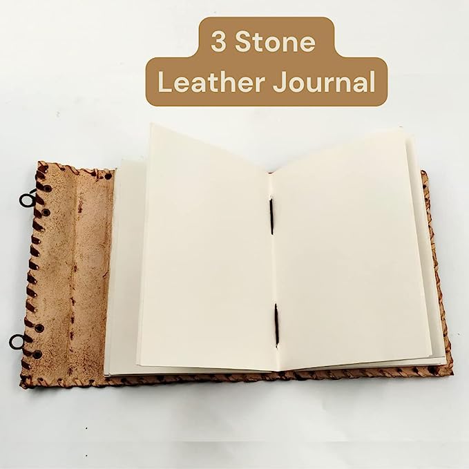 OVERDOSE 3 Stone Leather Journal With Double Brass C-Lock - Handmade Unlined Paper Leather Bound Journal | Sketchbook & Notebook - Drawing Journal - 5 x 7 inches | 12 x 17 cm | A6