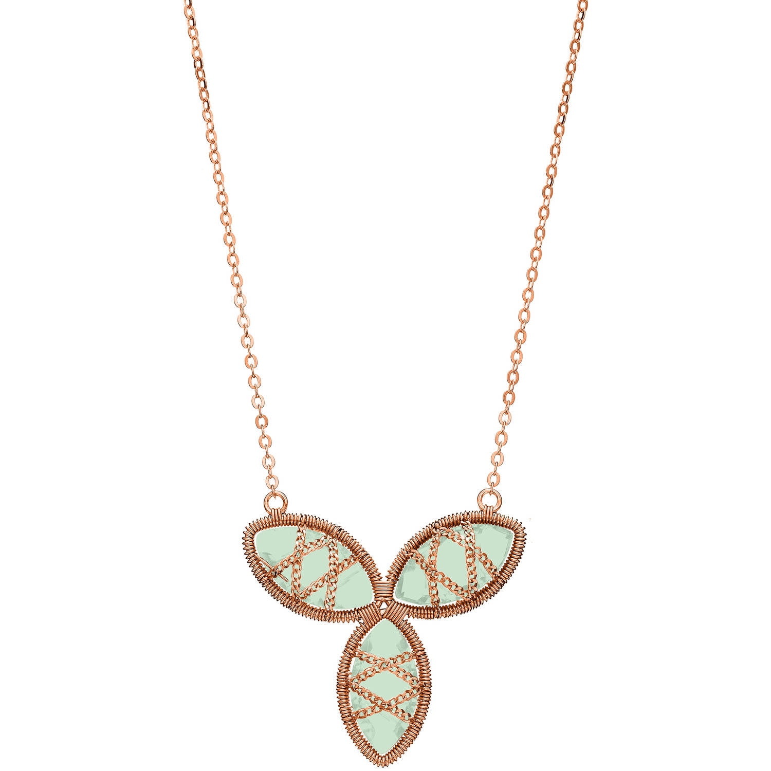 5th & Main Rose Gold over Sterling Silver Hand-Wrapped Triple Floral Chalcedony Stone Necklace by Generic