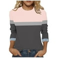 thumbnail image 2 of FNFYFH 3/4 Length Sleeve Womens Tops Plus Size Crew Neck T Shirt Casual Color Block Graphic Tees, 2 of 7