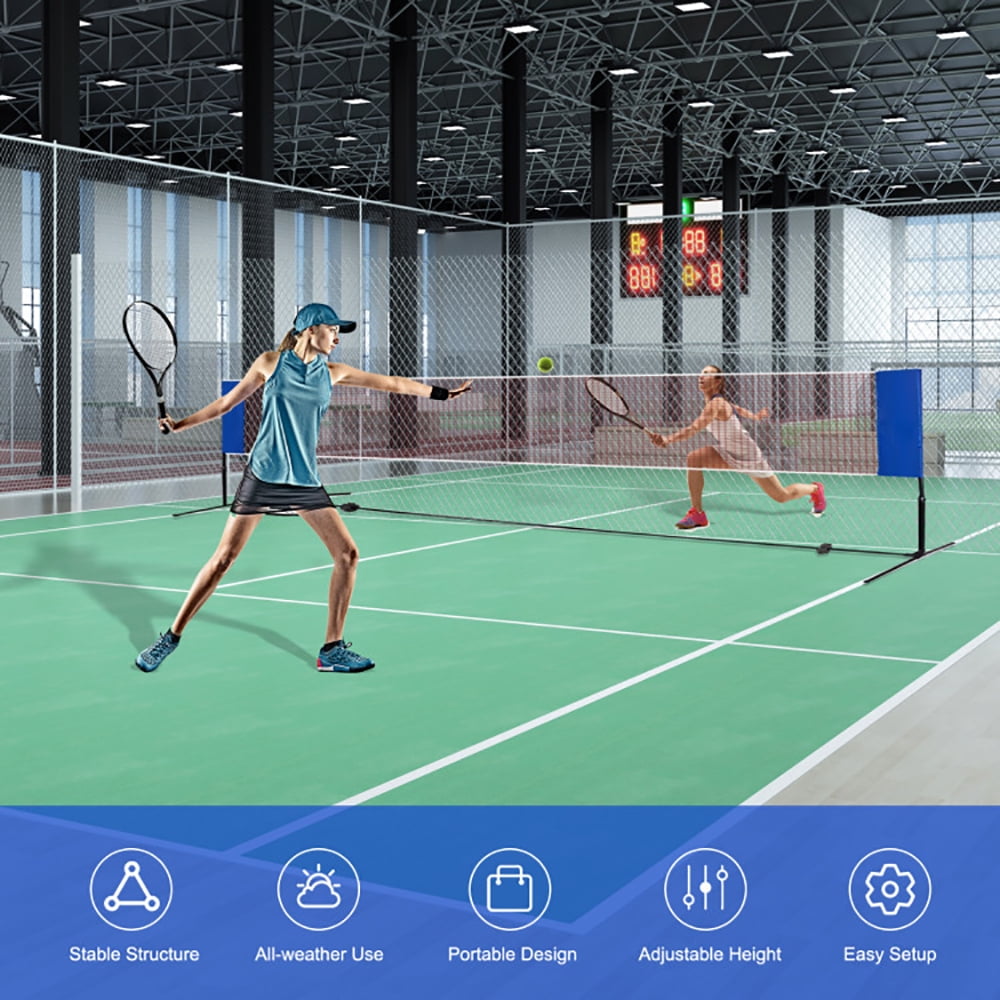 Spaco 14 x 5 Feet Portable Beach Training Badminton Net with Carrying Bag, Badminton Net Stand, Light and Fast Set Up, Perfect for Kids Volleyball, Tennis, Pickleball, Soccer Tennis