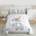thumbnail image 2 of Feelyou Teens Cartoon Elephant Full Size Comforter Sets, Kawaii Zoo Animal Bedding Comforter Set, Grey Striped Geometric Reversible Bedding Sets, Luxury Bedroom Decor, 3 Pieces, 2 of 8