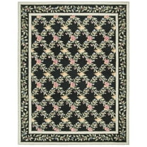 SAFAVIEH Chelsea Makayla Floral Wool Area Rug, Black, 3' x 3' Round