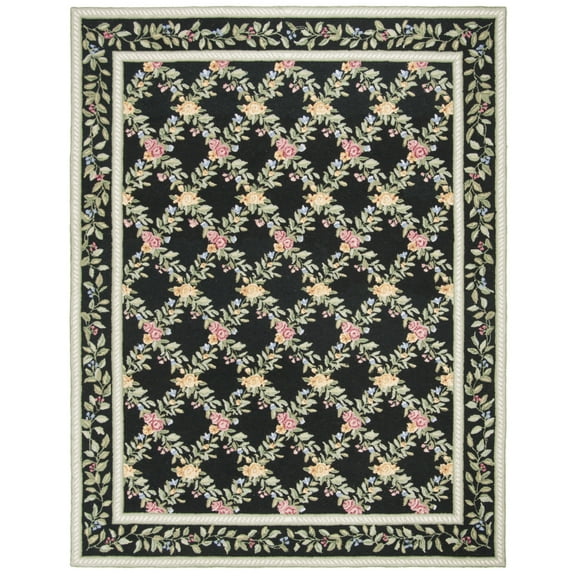 SAFAVIEH Chelsea Makayla Floral Wool Area Rug, Black, 3' x 3' Round