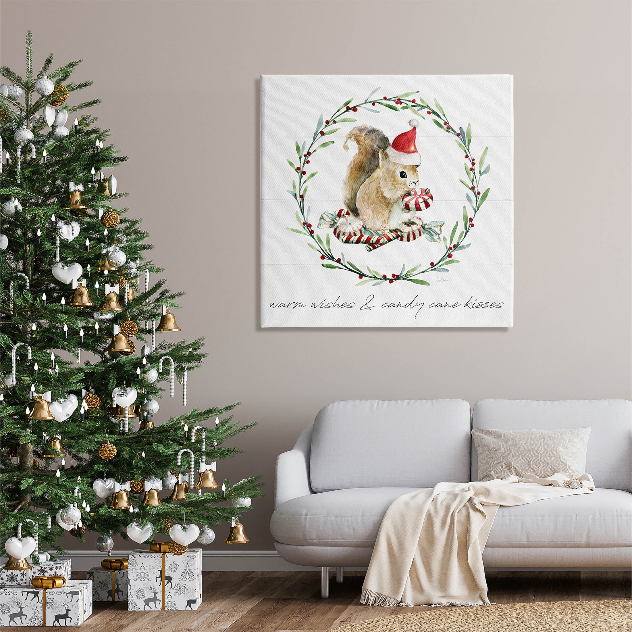 Stupell Industries Warm Wishes & Candy Kisses Phrase Graphic Art Gallery Wrapped Canvas Print Wall Art, Design by Livi Finn