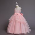 thumbnail image 4 of Esaierr Kids Girls Flower Princess Dress 5-12Y Princess Dress Wedding Bridesmaid Pageant Party Formal Long Dress Big Little Girls Princess Birthday Bowknot Puffy Tulle Sleeveless Dresses, 4 of 7