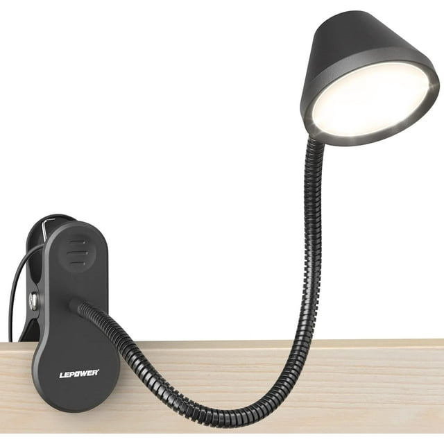 LEPOWER Clip on Light, 300 LM 5 Color Temperatures Dimmable Book Light for Reading in Bed, Night Light Mode, Timer Setting, 2%-100% Brightness, for Bed, Headboard and More