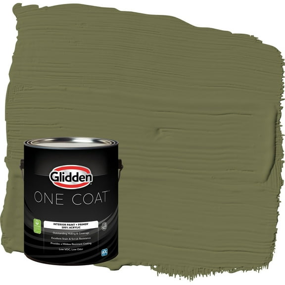Glidden One Coat Gratefully Grass / Green Eggshell Interior Paint with Primer, 1 Gallon