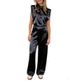 thumbnail image 2 of Tqcoqu Jumpsuits for Women Trendy Loose Cap Sleeves Backless Wide Leg Pants Jumpsuit Business Party Sets Clothes,Black,Women's XS-XL, 2 of 9