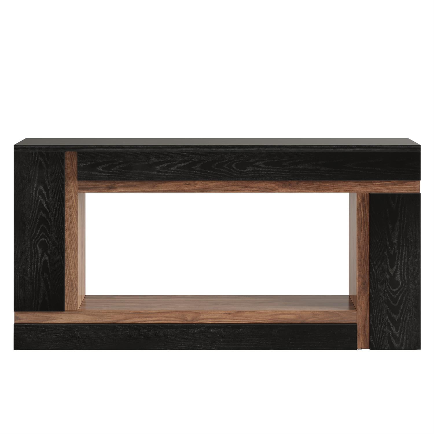 Demi Bonn 62" Modern Two Tone Wood Console Table, Stylish Living Room Storage Display Unit, Coffee Table for Living Room, Black