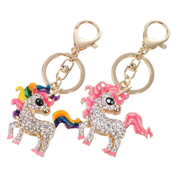 2 PCS Unicorn Keychain Animal Glitter Pendant of The Lid Locket Wallet Miss