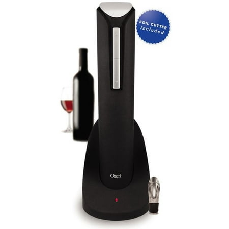 Ozeri Pro Electric Wine Bottle Opener with Wine Pourer, Stopper, Foil Cutter and Elegant Recharging Stand