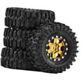 thumbnail image 1 of Fiocias 4 Pieces RC Car Tires Simulation Wheel Tires Model DIY Accessories Aluminum Alloy PP Construction Suitable for RC Crawler Remote Car Toy Replacement Gold, 1 of 8