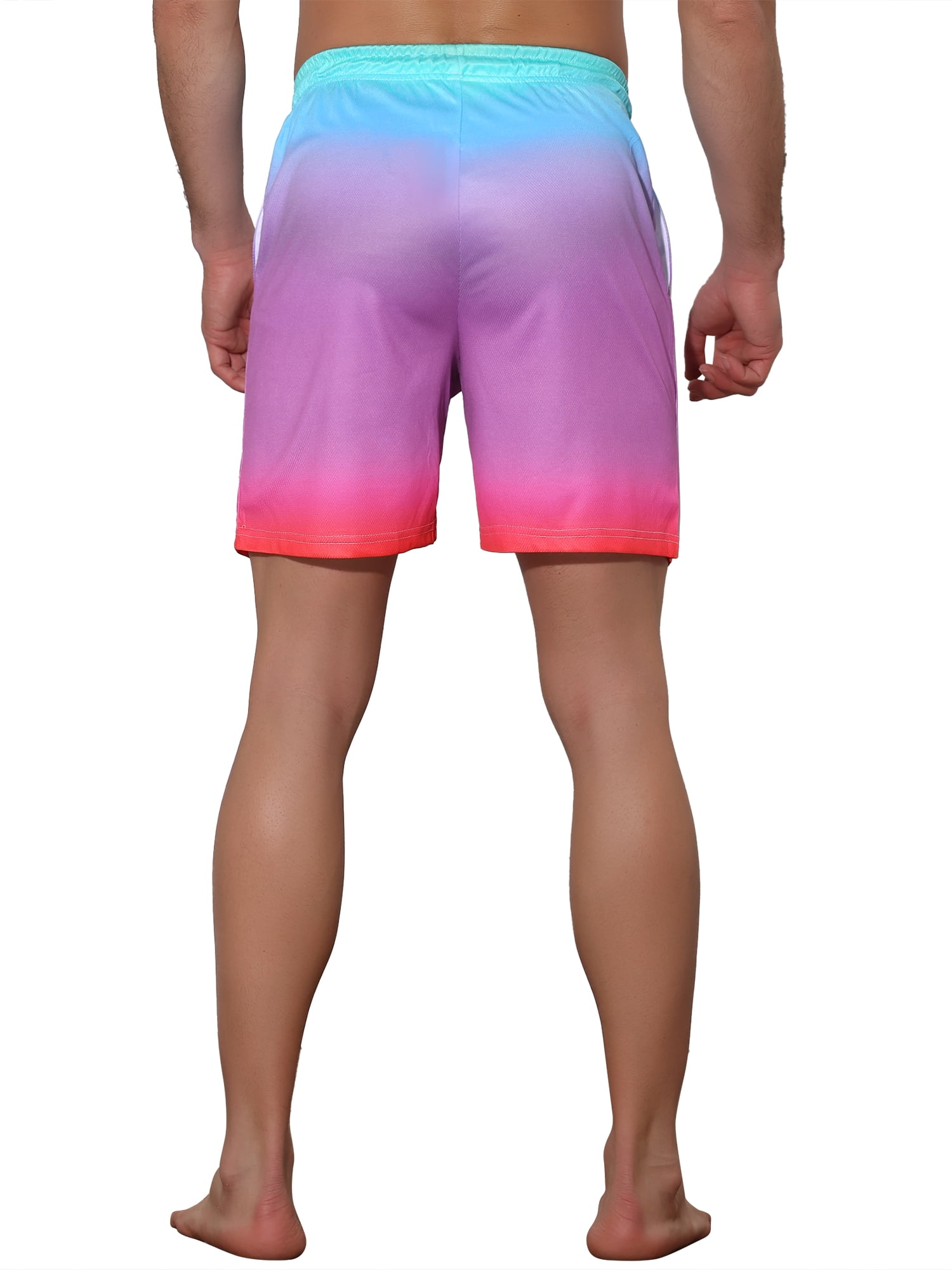 DARING DIVA Men's Contrasting Colors Patterned Beach Swimming Board Shorts 28 Pink