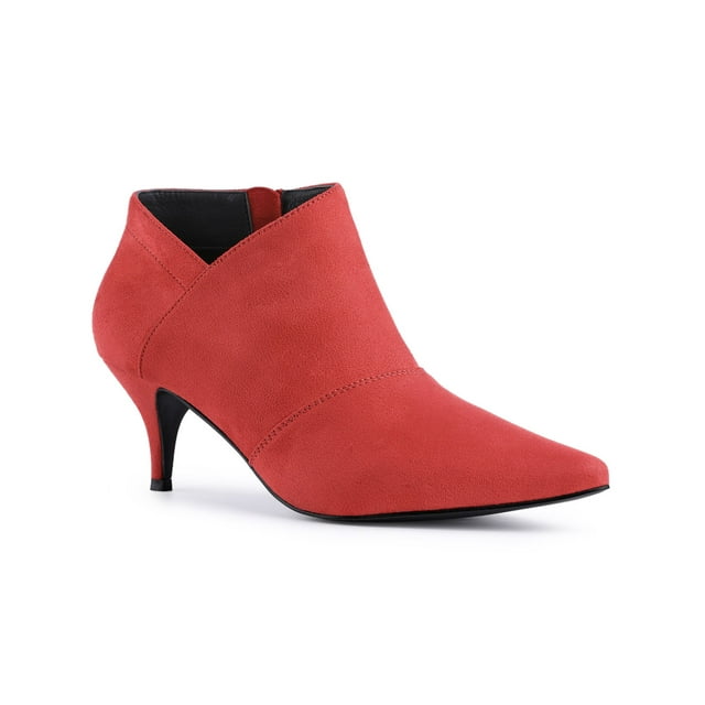 Unique Bargains Women's Pointed Toe Kitten Heel Ankle Boots