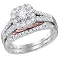 thumbnail image 1 of 14kt White Gold Womens Round Diamond Bellissimo Halo Bridal Wedding Engagement Ring Band Set 1.00 Cttw, 1 of 3