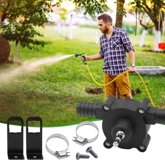Self-Priming Transfer Pump, Portable Hand Drill Pump Water Transfer Pump, Household Electric Well Hand Pump Electric Drill Pump for Water Gasoline Oil Diesels Fluid (1 Pack)