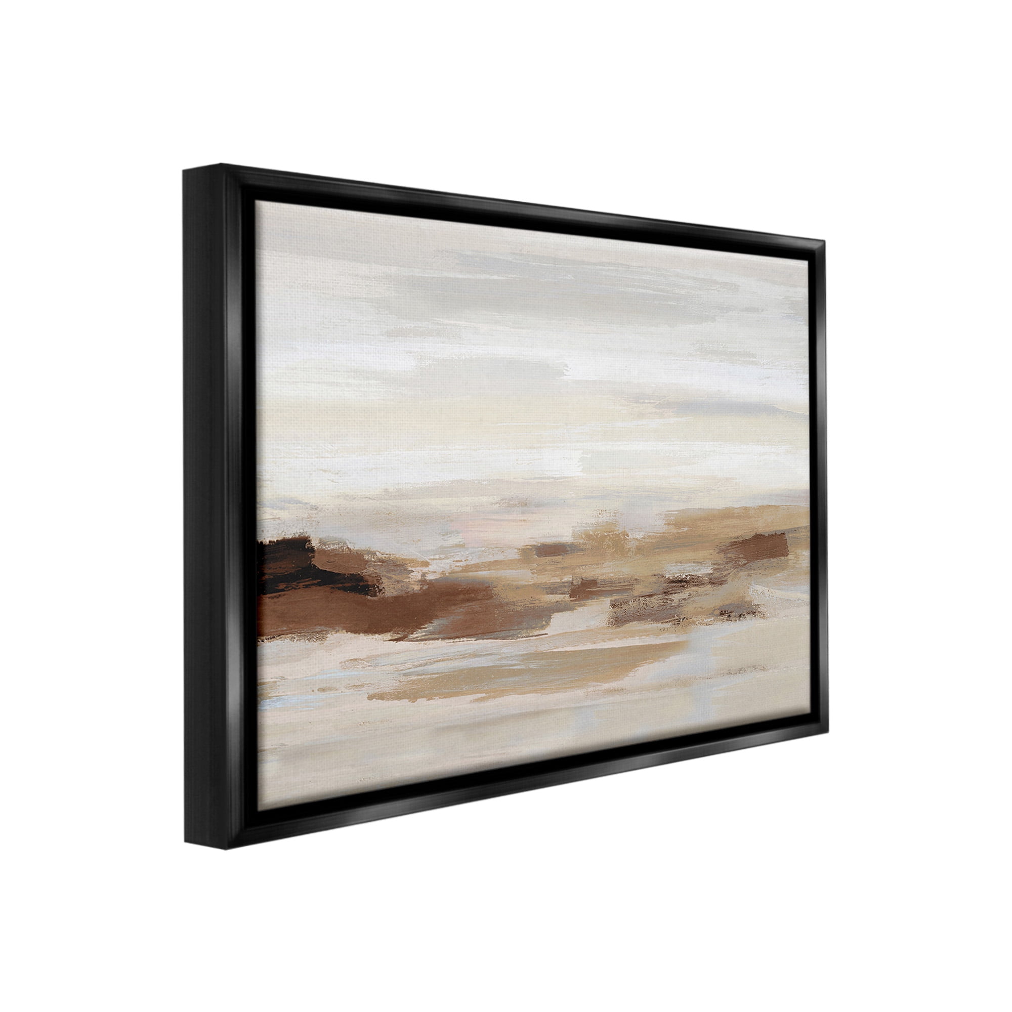 Stupell Industries Subtle Desert Dunes Abstract Painting Black Floater Framed Canvas Art Print Wall Art, 21 x 17