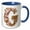 Blue/White, variant on 3drose, Pink and Image of Gold Floral Monogram Initial G, 11oz Two-tone Red Mug