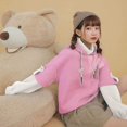 thumbnail image 4 of DJskiyers Hoodies for Teen Girls Cute Bear Graphic Long Sleeve Hooded Sweatshirt with Bag Drawstring Kawaii Patchwork Shirts Trendy Oversized Pullover Tops, 4 of 7