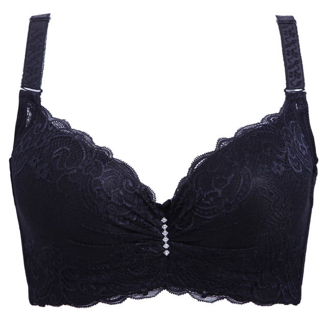 Sujetador de encaje sexy ajustable de talla grande con aro de acero para mujer, ropa interior fina