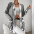 thumbnail image 2 of Plus Size Knit Cardigan Sweater Open Front Long Sleeve Pocket Outwear Cozy Casual Loose Fit Jacket For Fall Winter Fashion Women Casual Dress Sweater Long Sleeve Hoodie Womens Long Hooded Sweatshirt, 2 of 9