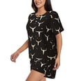 thumbnail image 2 of Daiia Cow Skulls Pattern Womens Pajama Sets Short Sleeve Pajamas for Women Sets Soft Lounge Sets Casual Round Neck Sleepwear PJS-X-Large, 2 of 7