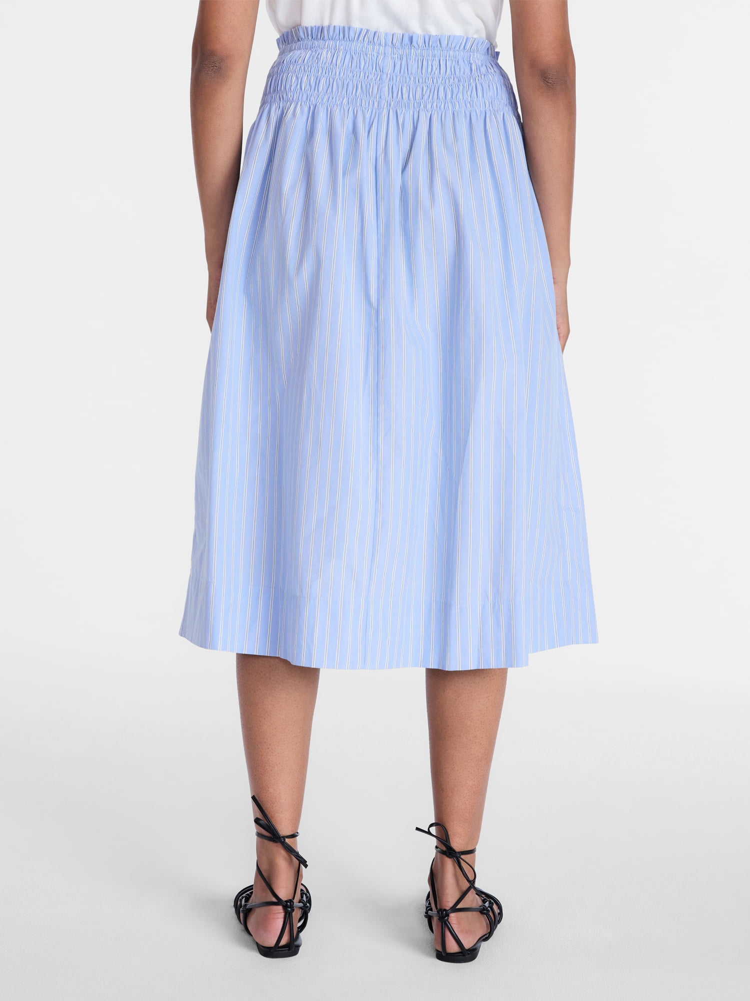 Time and Tru Women's Smocked Waist Cotton Midi Skirt, Sizes XS-XXXL