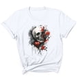 thumbnail image 4 of Sexlip Womens Swimsuit Set Dripping Rose Skull Print Cover Up Design Crew Neck Short Sleeve Loose Silhouette Lightweight Fabric for Beach Vacations White S, 4 of 4