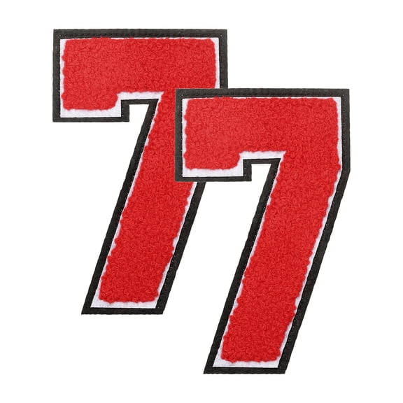 Uxcell 2 Pcs 4.7" Red Number 7 Chenille Iron on Number Patches, Terry Cloth Patch