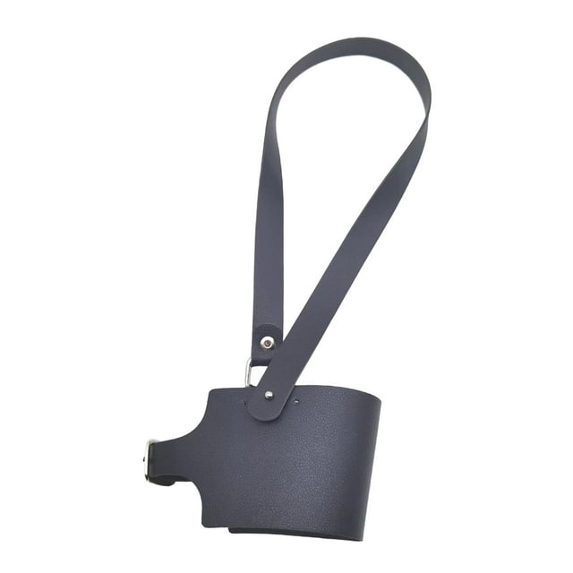 Porte-gobelet Réglable en Cuir PU Rétro Réutilisable Noir pour Bouteille d'Eau