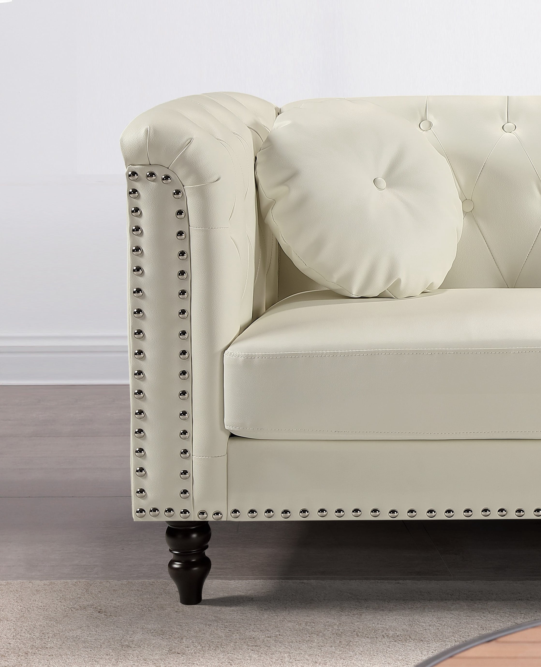 Uspridefurniture Fogg 64.17'' faux leather Rolled Arm Loveseat -Beige