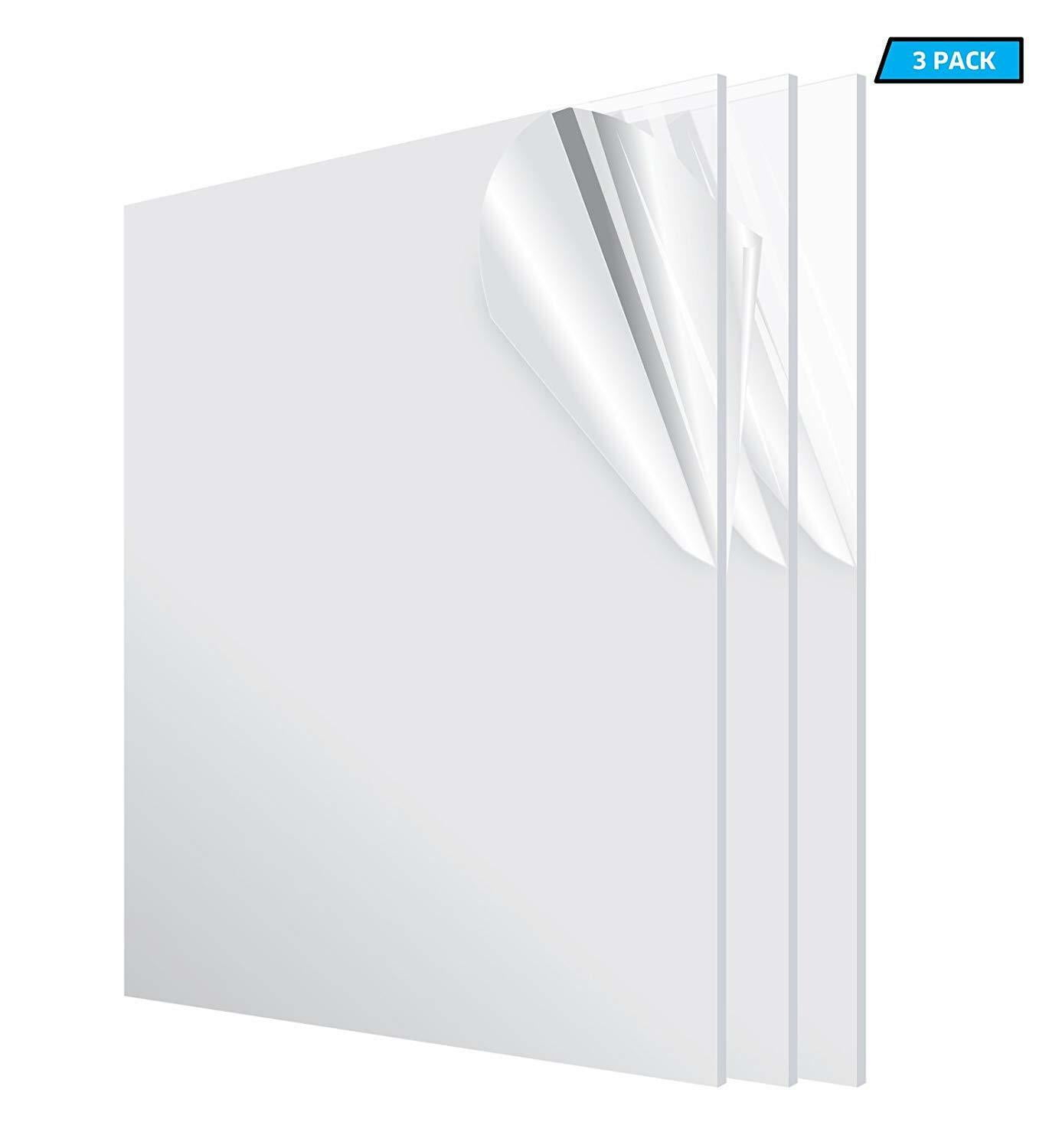 1/8 inch thick 3-Pack AdirOffice Clear Acrylic Plexiglass Sheet 24 in x 24 in 