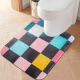 thumbnail image 2 of Yayeee Bath Rug for Bathroom Floor Non Slip Rectangle Fluffy Soft Absorbent Mat, 16"x24", Pink Checkered Pattern, 2 of 7