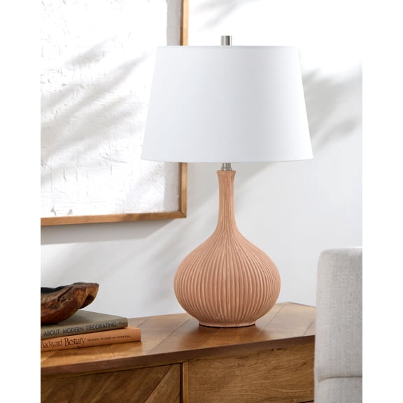 Livabliss Table Lamps, 26" Hawston Cottage Bedside Nightstand Table Lamp for Bedroom Living Room Office, Yellow Body with White Shade (26"H x 16"W x 16"D)