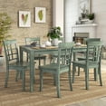 thumbnail image 2 of Lexington Large Wood Dining Set with 6 Window Back Chairs, Dark Sea Green, 2 of 6