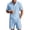 Blue, variant on Short Sets for Men Summer Cotton Linen Relaxed Fit Short Sleeve Stand Collar T Shirt and Shorts 2 Piece Matching Set