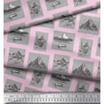 thumbnail image 2 of Soimoi Pink Velvet Fabric Boat & Mountain Nature Print Fabric by the Yard 58 Inch Wide, 2 of 3