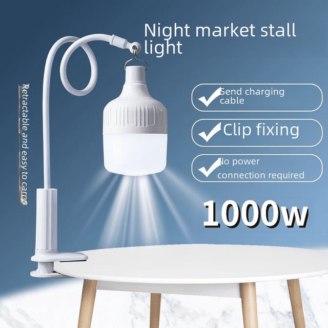 Puesto de mercado nocturno, bombilla de carga, iluminación exterior portátil, luz led de emergencia, soporte universal, luz de camping