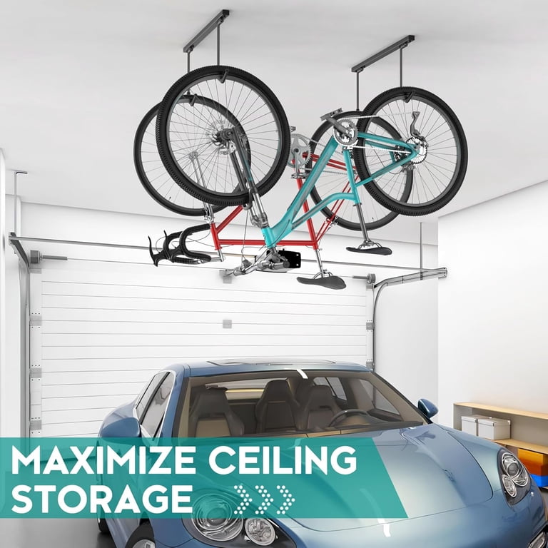 Echaprey Ceiling Bike Rack - Holds 4-8 Bikes, 250lb Capacity, Adjustable Hooks For Garage 7 thumbnail image
