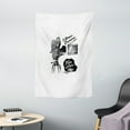 thumbnail image 1 of Movie Theater Tapestry, Antique Movie Camera Hand Drawn Style Art Film Noir Genre Themed Print, Wall Hanging for Bedroom Living Room Dorm Decor, 40W X 60L Inches, Black and White, by Ambesonne, 1 of 2